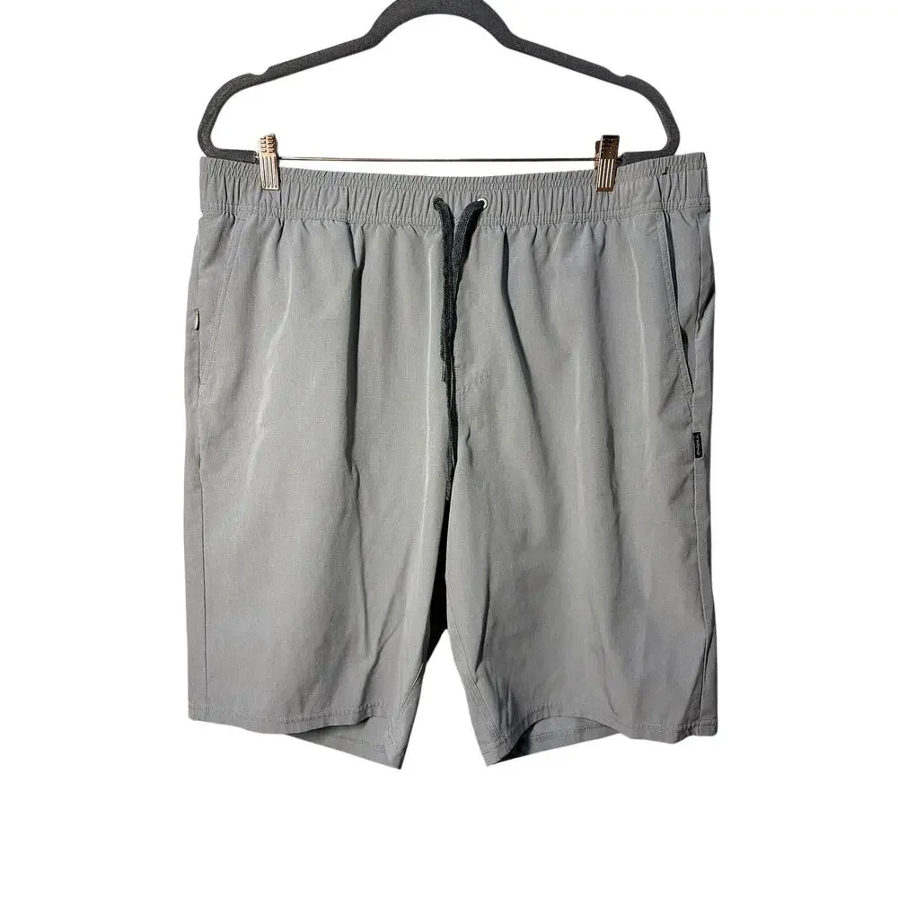 O'neill Mens Hybrid Gray Drawstring Athletic Performance Shorts XXL Casual